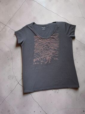 Columbia Gray V-Neck Tee with Pink Graphic